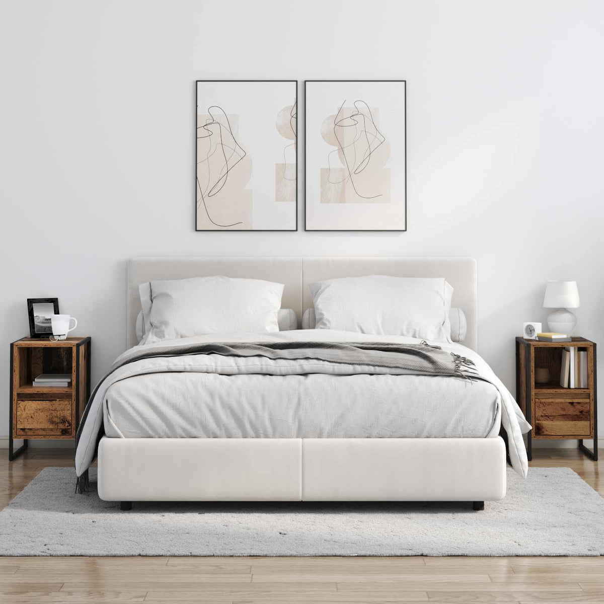 Comodino 2 pz Legno vecchio 39,5 x 30 x 50 cm | homemem39