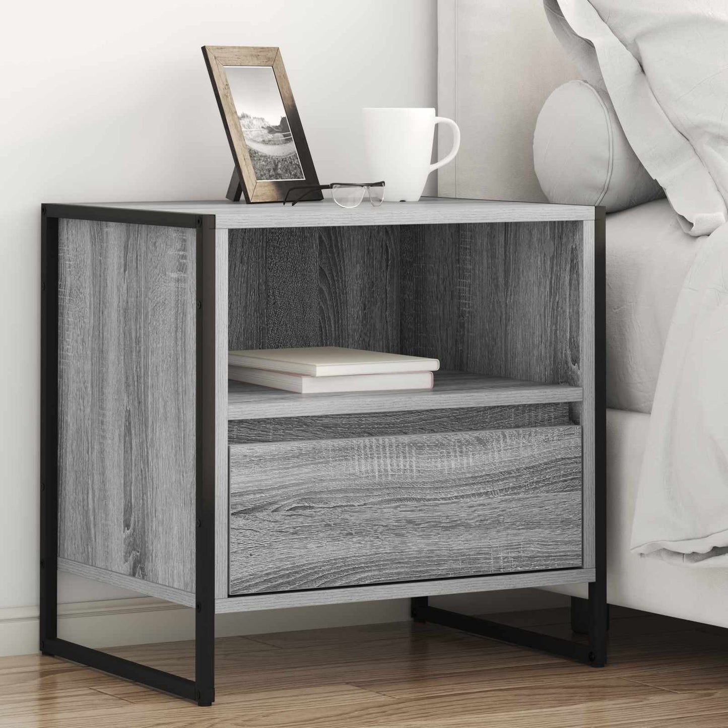 Comodino con cassetto 2 pcs Grigio Sonoma 50 x 39,5 x 50 cm