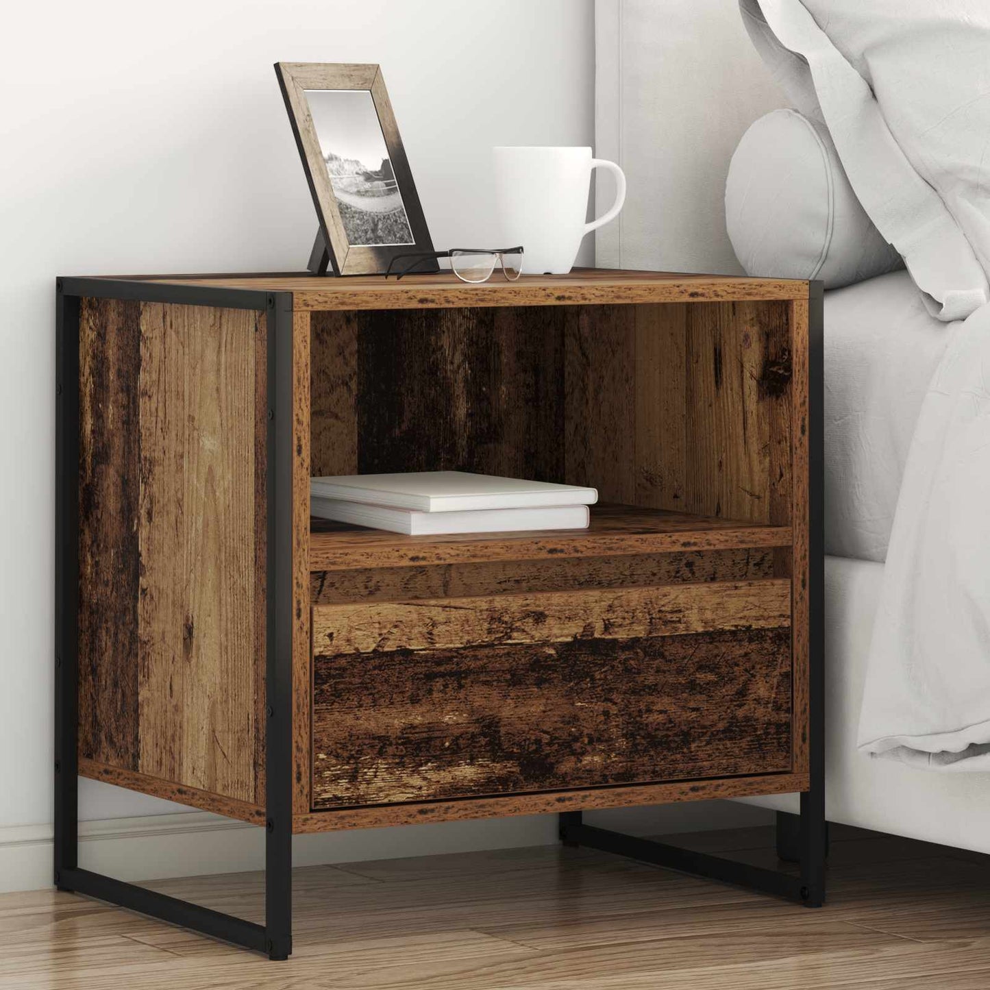 Comodino con cassetto 2 pcs Legno vecchio 50 x 39,5 x 50 cm