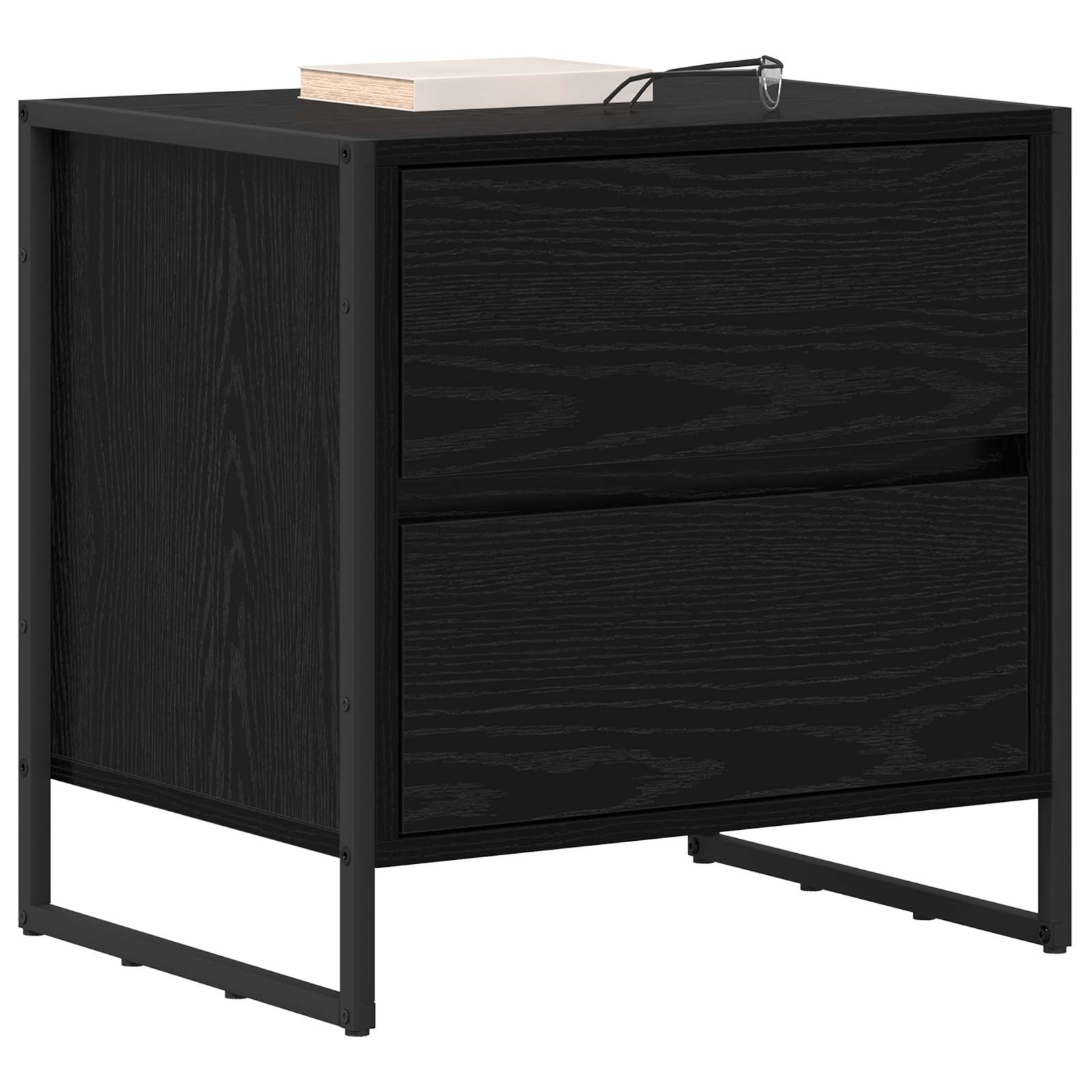 Comodino Rovere Nero 50 x 39.5 x 50 cm Legno multistrato | homemem39