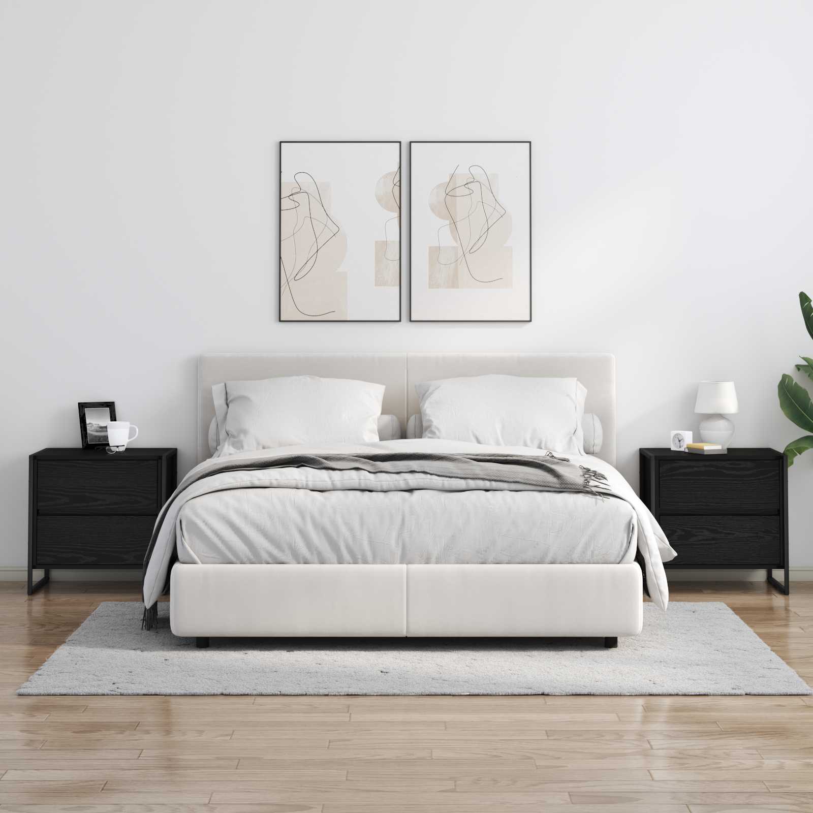 Comodino 2 pcs Rovere Nero 50 x 39.5 x 50 cm Legno multistrato | homemem39