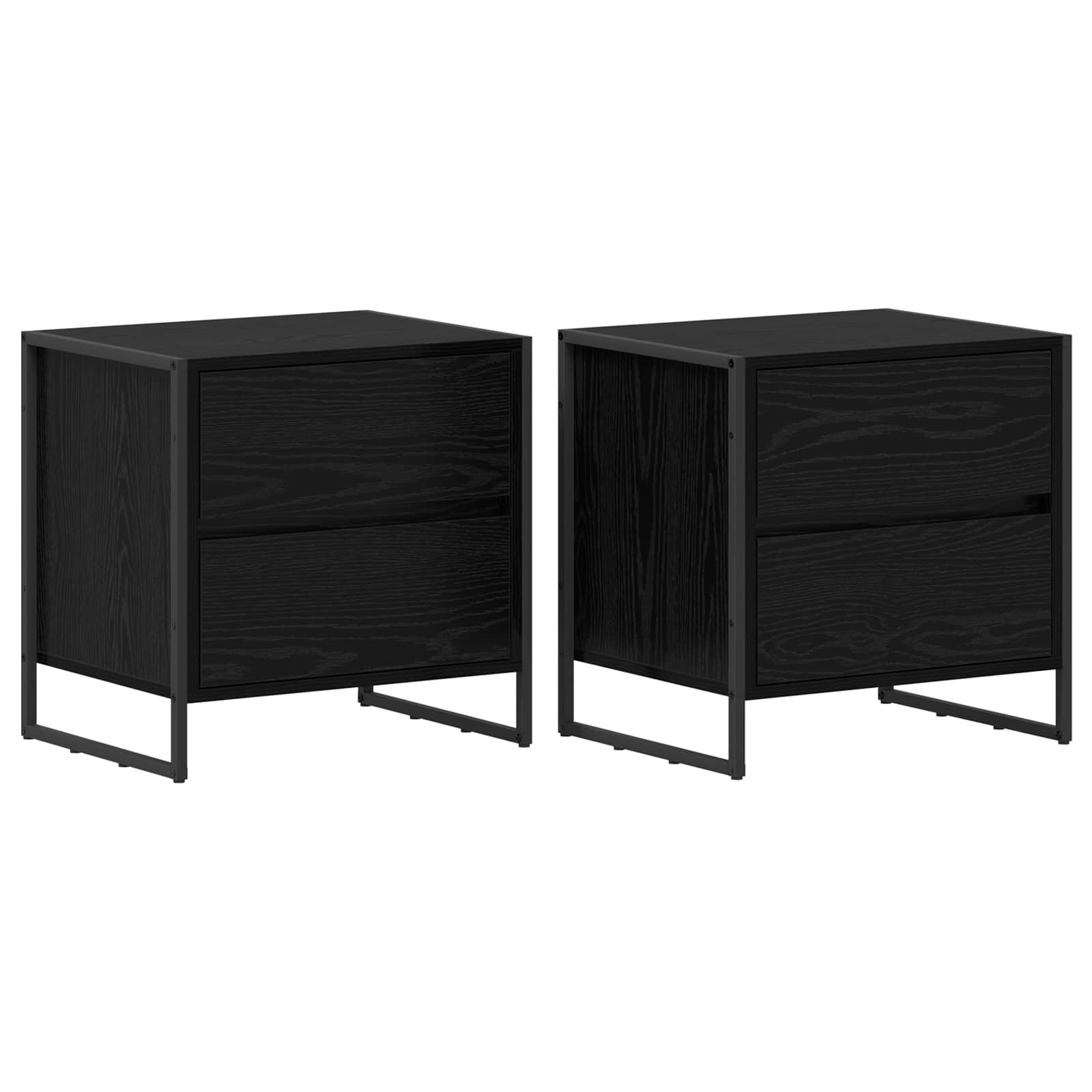 Comodino 2 pcs Rovere Nero 50 x 39.5 x 50 cm Legno multistrato | homemem39