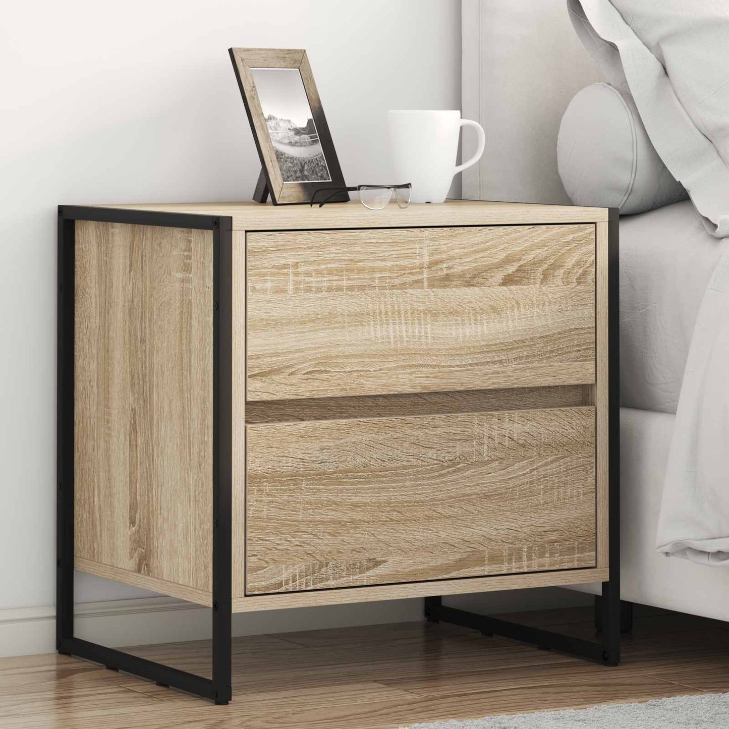 Comodino 2 pcs Sonoma 50 x 39.5 x 50 cm Legno multistrato