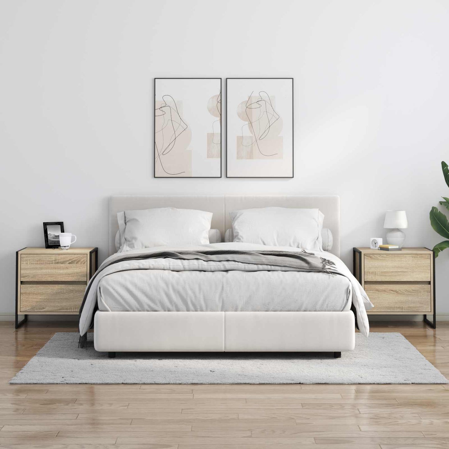 Comodino 2 pcs Sonoma 50 x 39.5 x 50 cm Legno multistrato