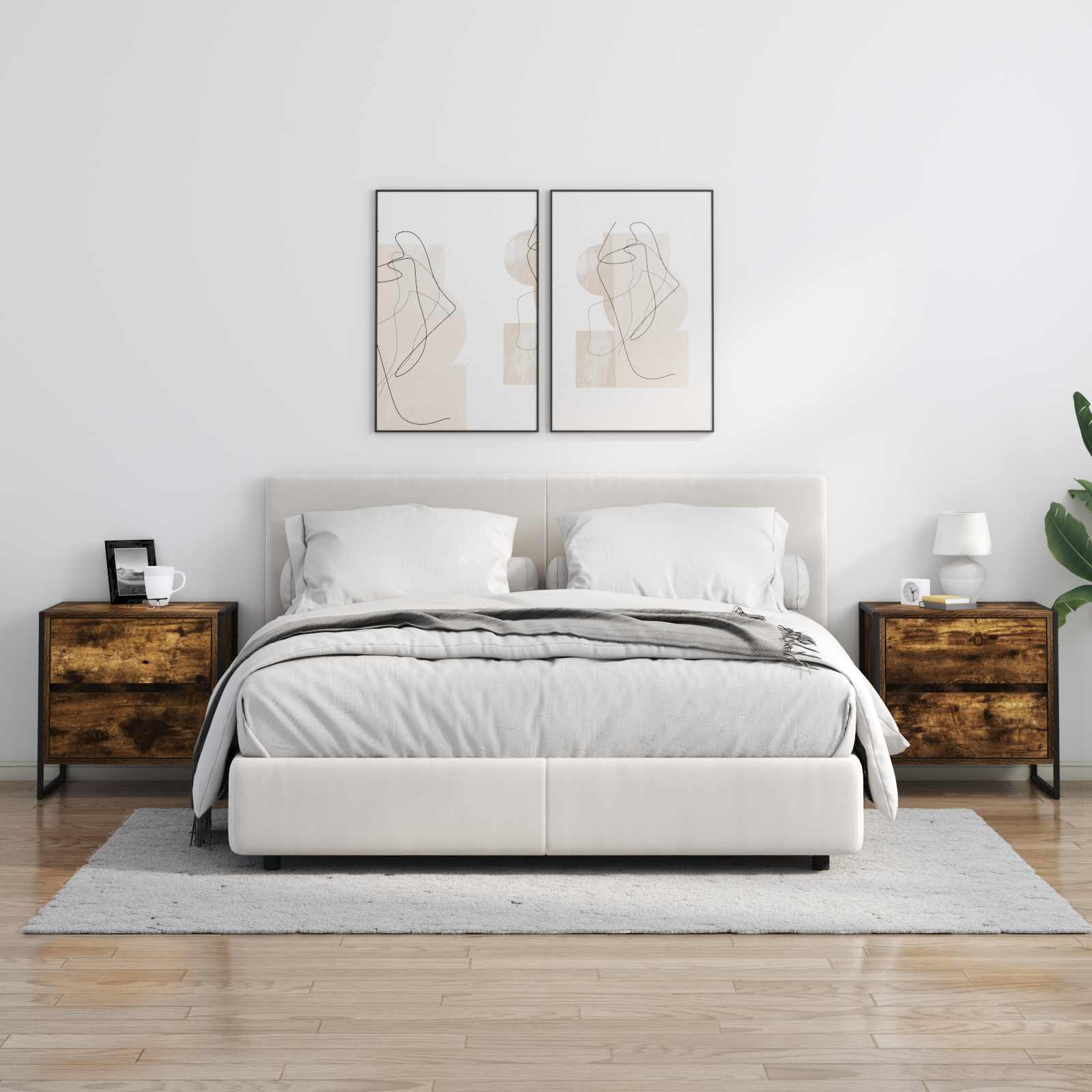 Comodino con cassetto 2 pcs Quercia Fumosa 50 x 39.5 x 50 cm | homemem39