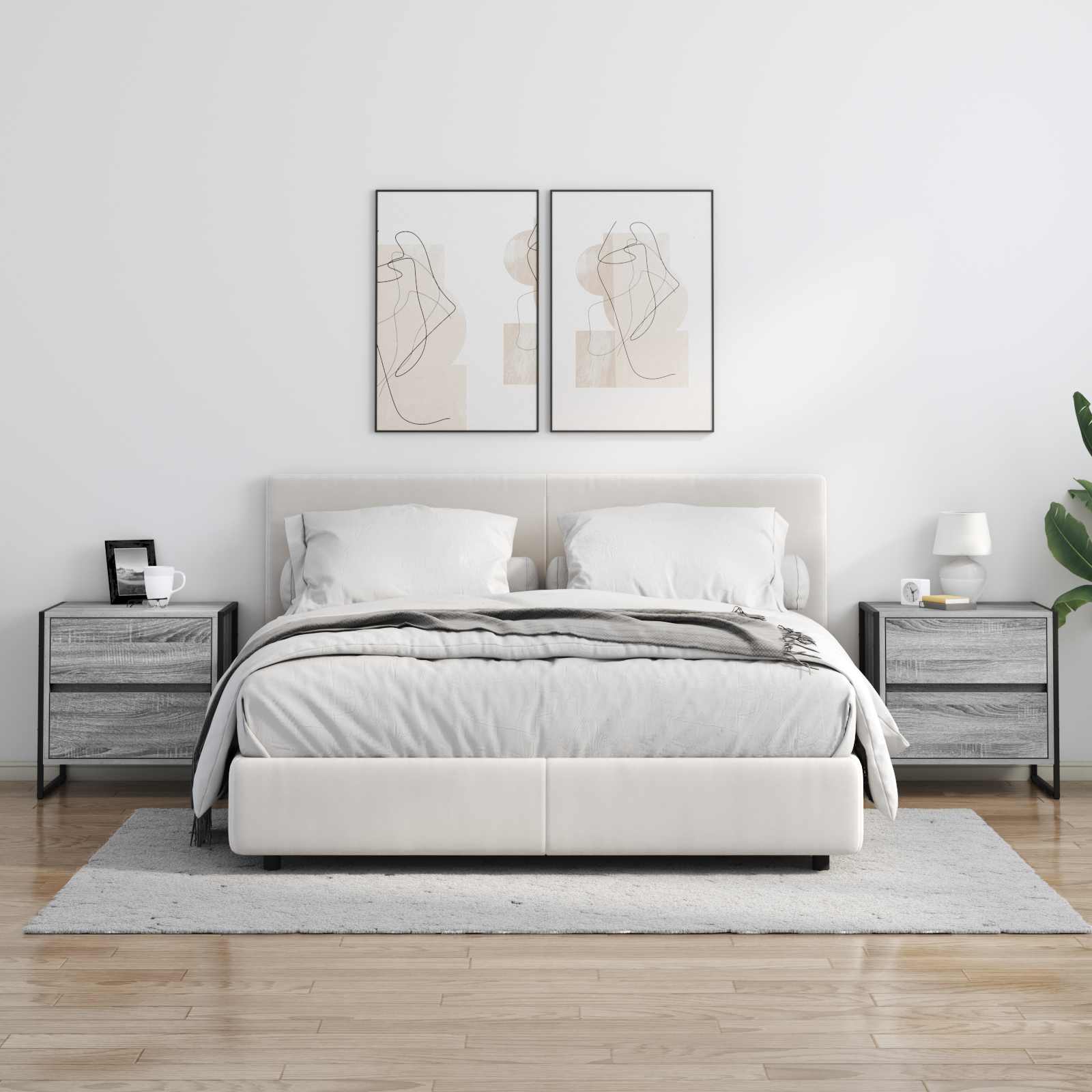 Comodino con cassetto 2 pcs Grigio Sonoma 50 x 39.5 x 50 cm | homemem39