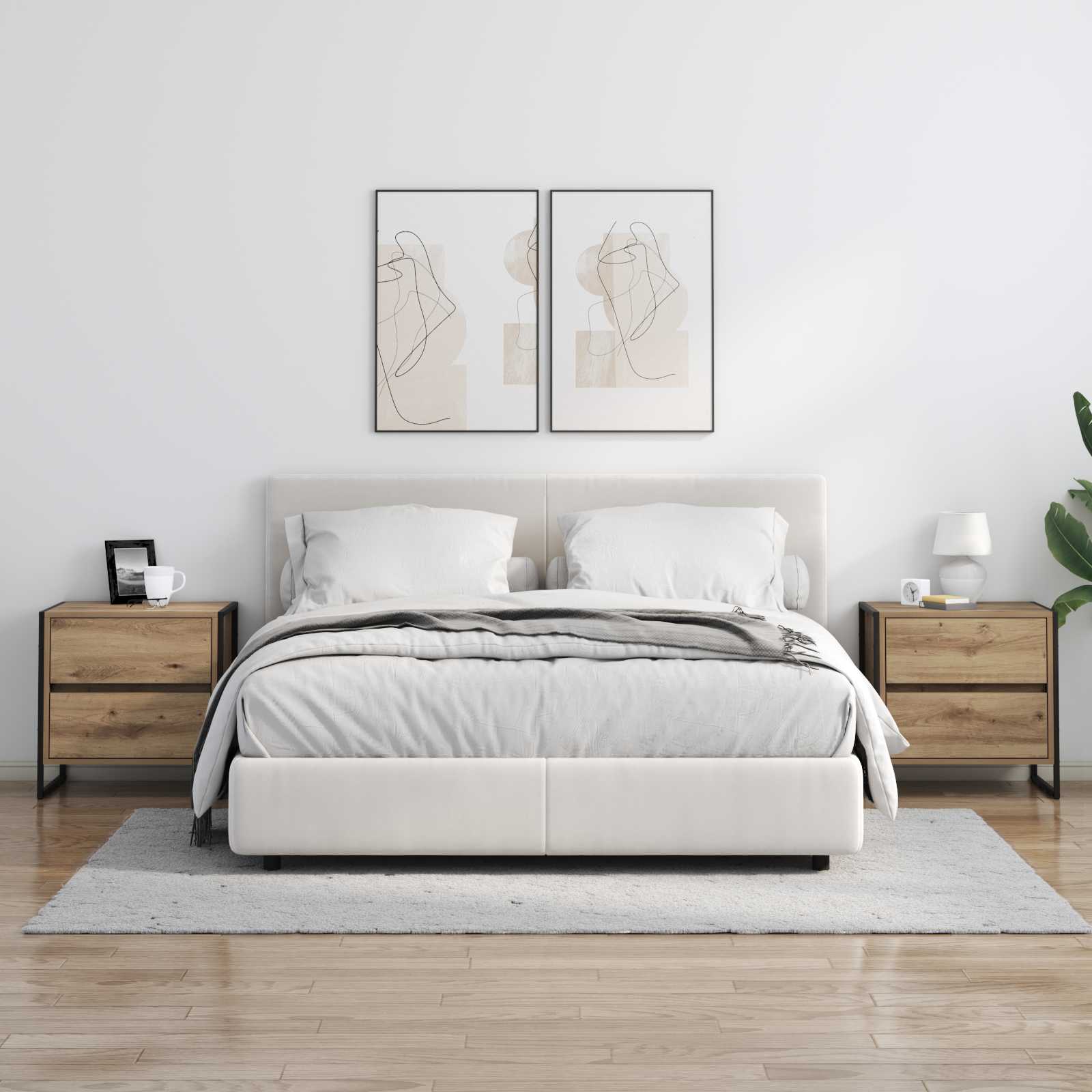 Comodino Rovere Artigianale 50 x 39.5 x 50 cm Legno multistrato | homemem39