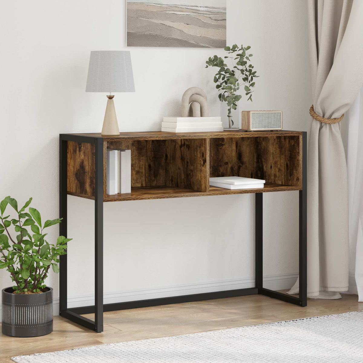 Tavolino Rovere Fumo 100 x 36 x 75 cm Legno ingegnerizzato