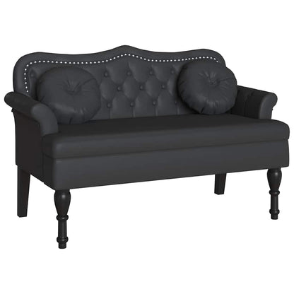 Panca Chesterfield Nero 120,5 x 65 x 75 cm Pelle Sintetica
