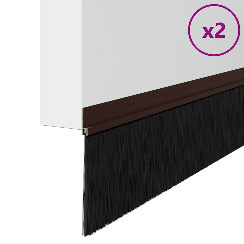 Spazzole per porte autoadesive 2 pcs Marrone 100 cm | homemem39