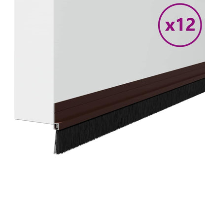 Spazzole per porte autoadesive 12 pcs Marrone 100 cm | homemem39