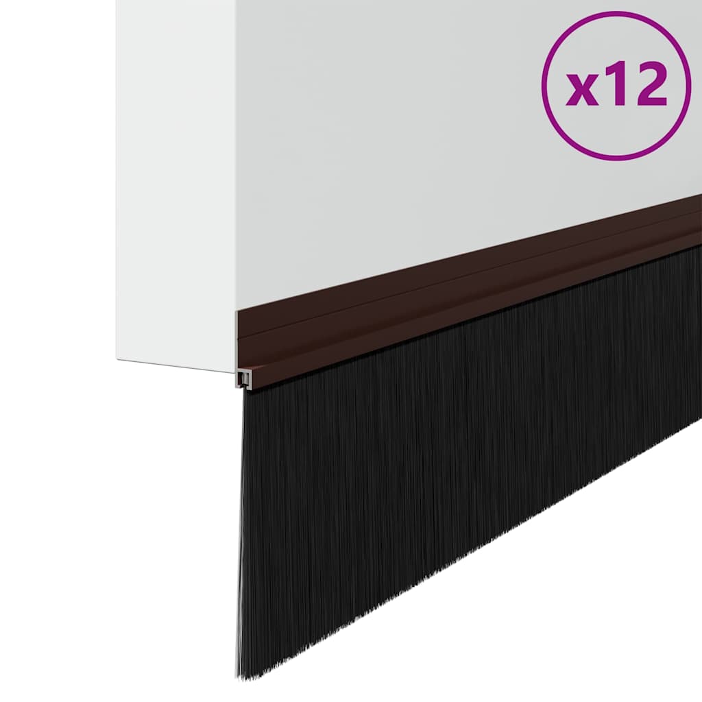 Spazzole per porte autoadesive 12 pcs Marrone 100 cm