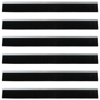 Spazzole per porte autoadesive 6 pcs Argento 100 cm