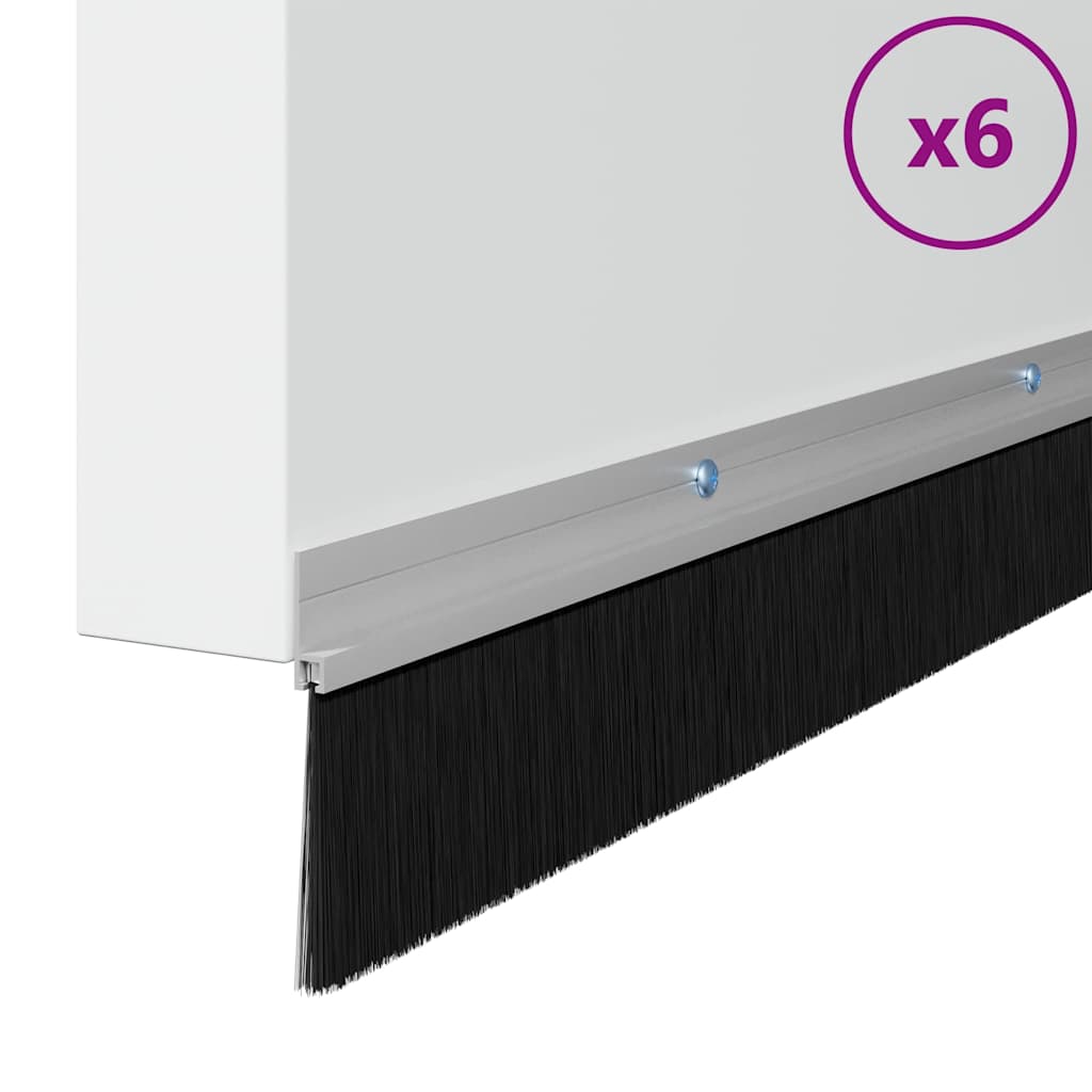 Spazzole per porte a vite 6 pcs Argento 100 cm