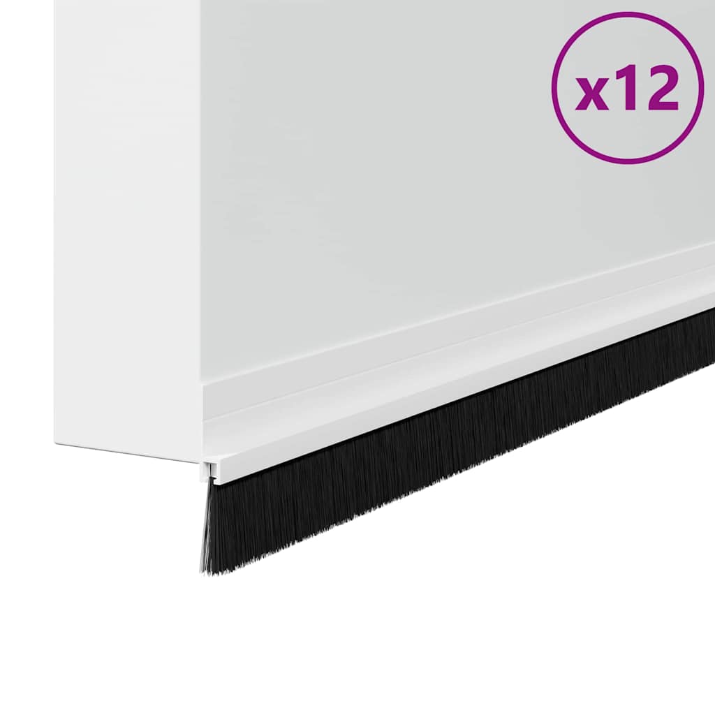 Spazzole per porte autoadesive 12 pcs Bianco 100 cm | homemem39