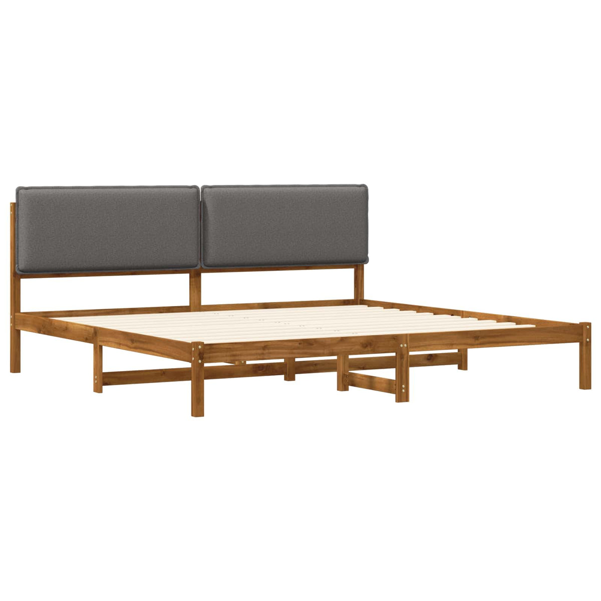 Letto con Testiera Rivestita Naturale e Grigio Chiaro | homemem39