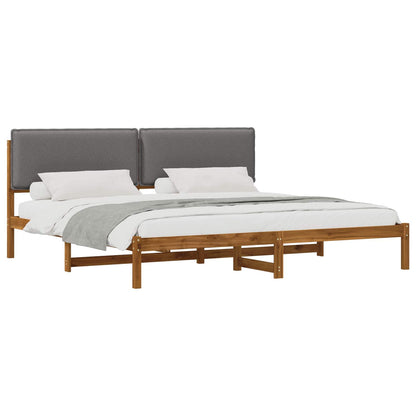 Letto con Testiera Rivestita Naturale e Grigio Chiaro | homemem39