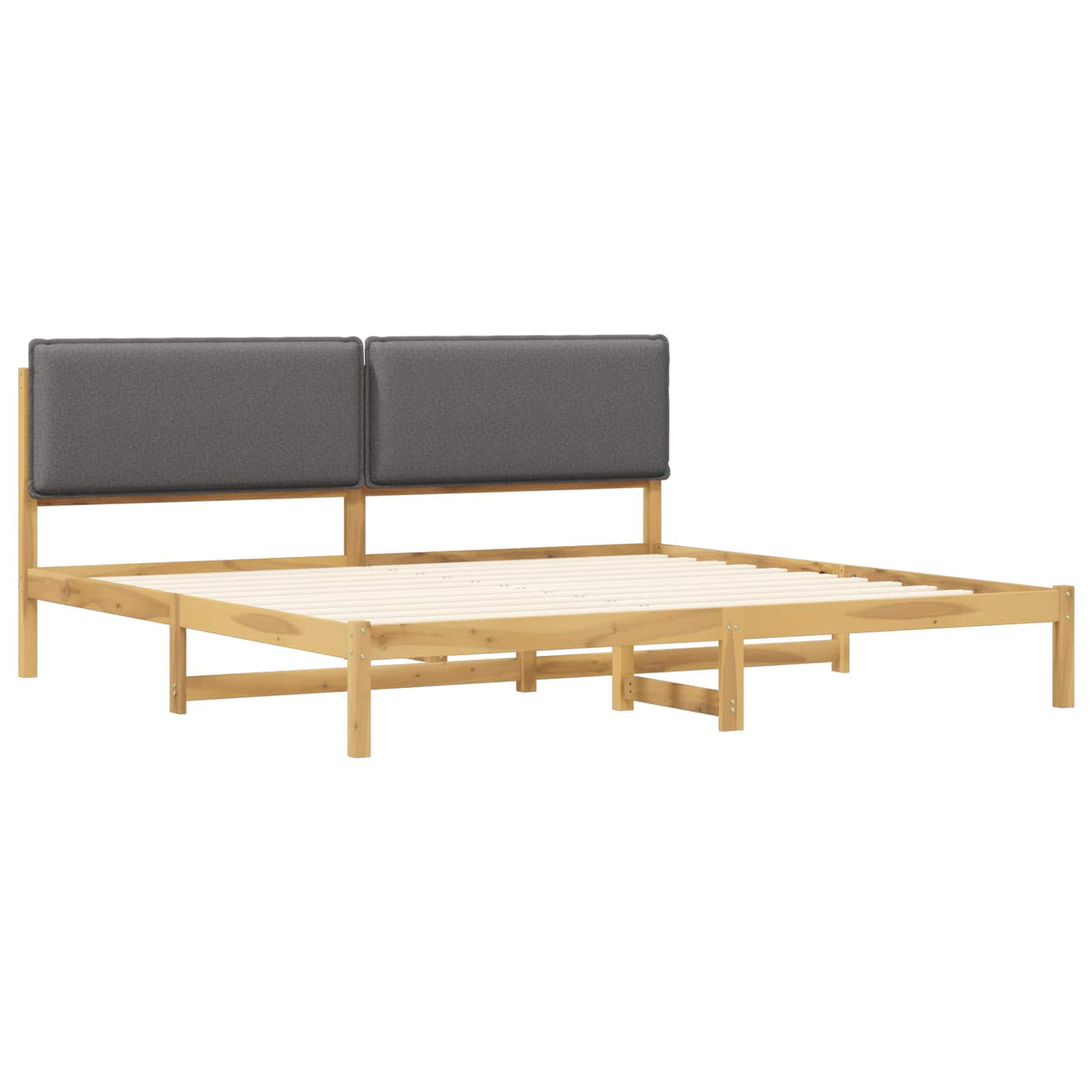 Letto con Testiera Rivestita Bianco lavato e grigio chiaro