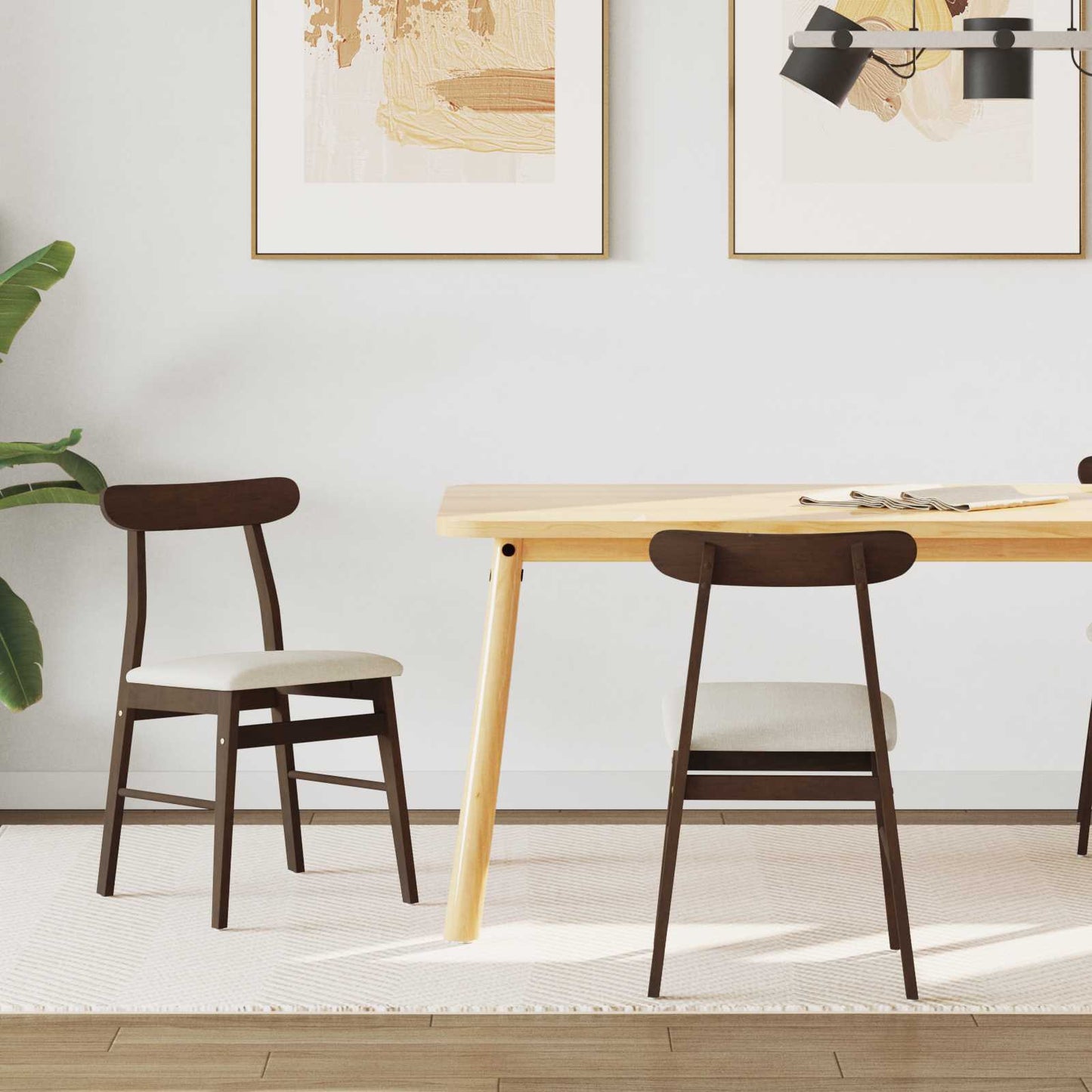 Sedia da pranzo 2 pcs Marrone Scuro e Chiaro