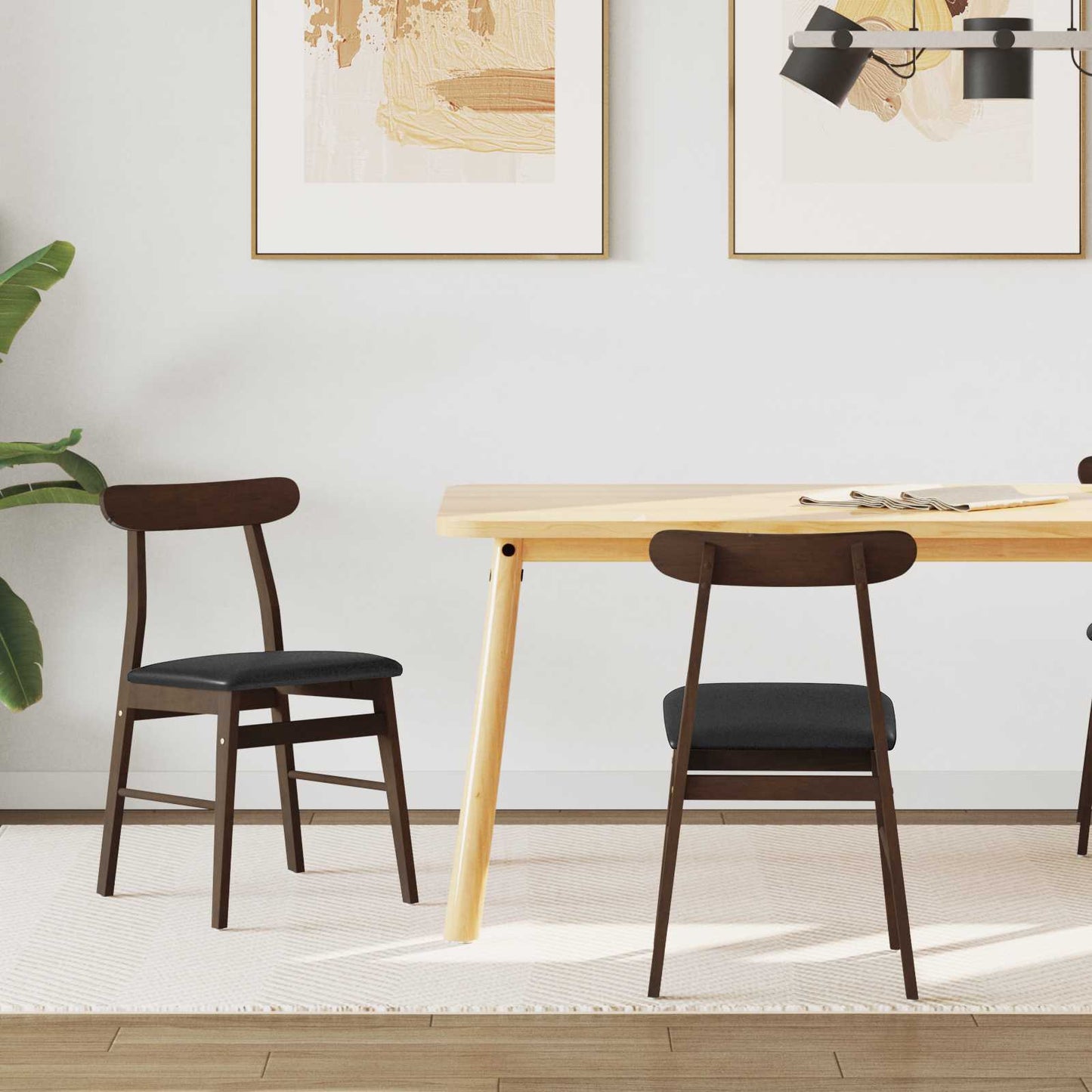 Sedia da pranzo 2 pcs Marrone scuro e Nero