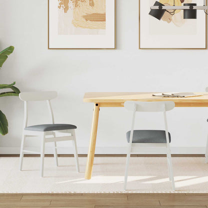 Sedia da pranzo 2 pcs Bianco e Grigio Legno di gomma solido | homemem39