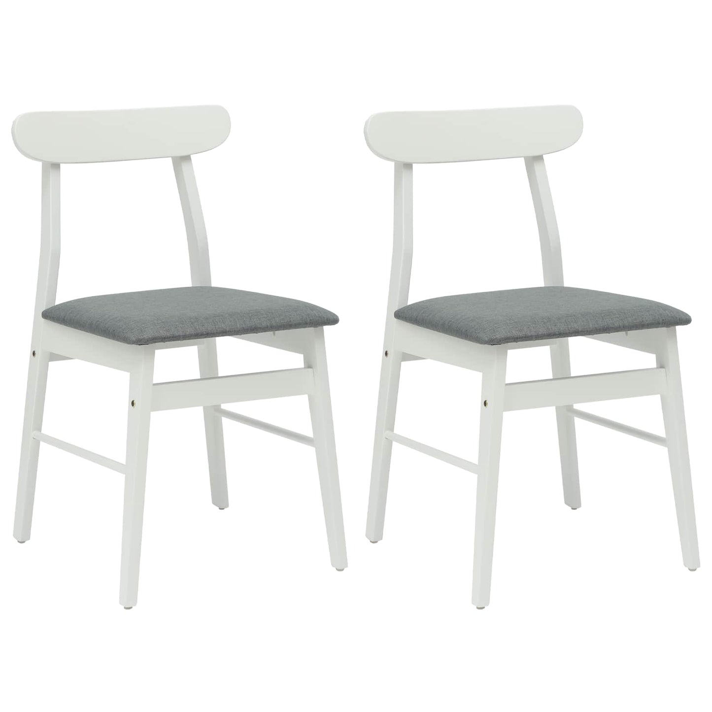 Sedia da pranzo 2 pcs Bianco e Grigio Legno di gomma solido | homemem39