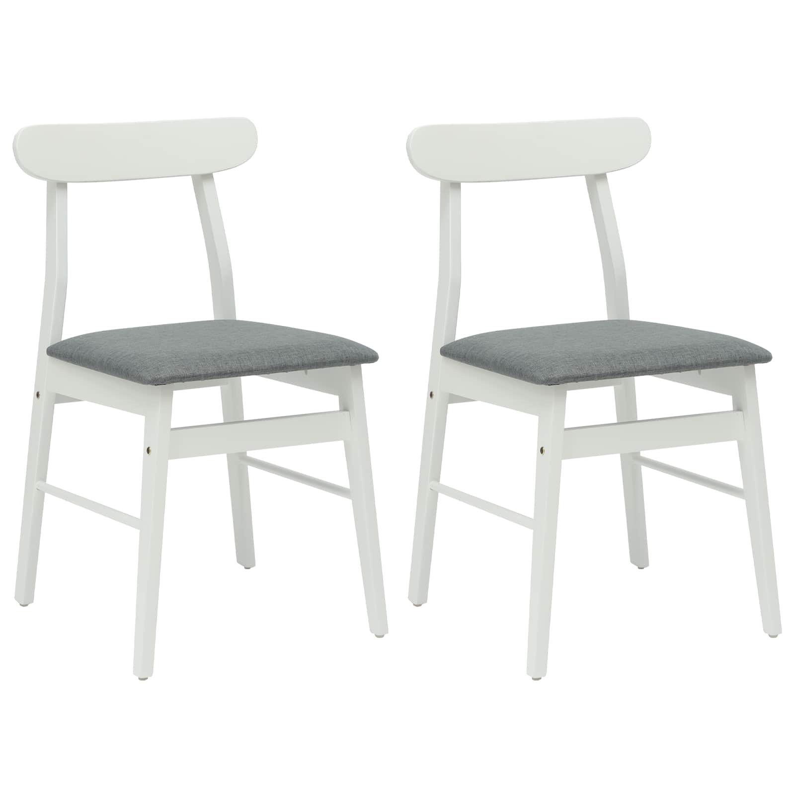 Sedia da pranzo 2 pcs Bianco e Grigio Legno di gomma solido | homemem39