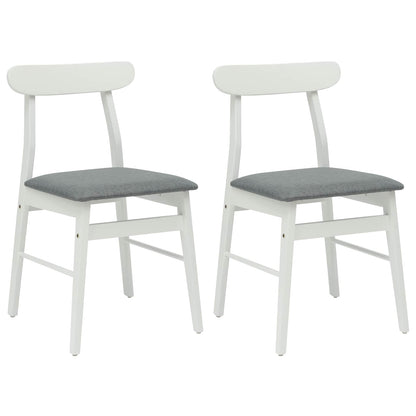 Sedia da pranzo 2 pcs Bianco e Grigio Legno di gomma solido | homemem39