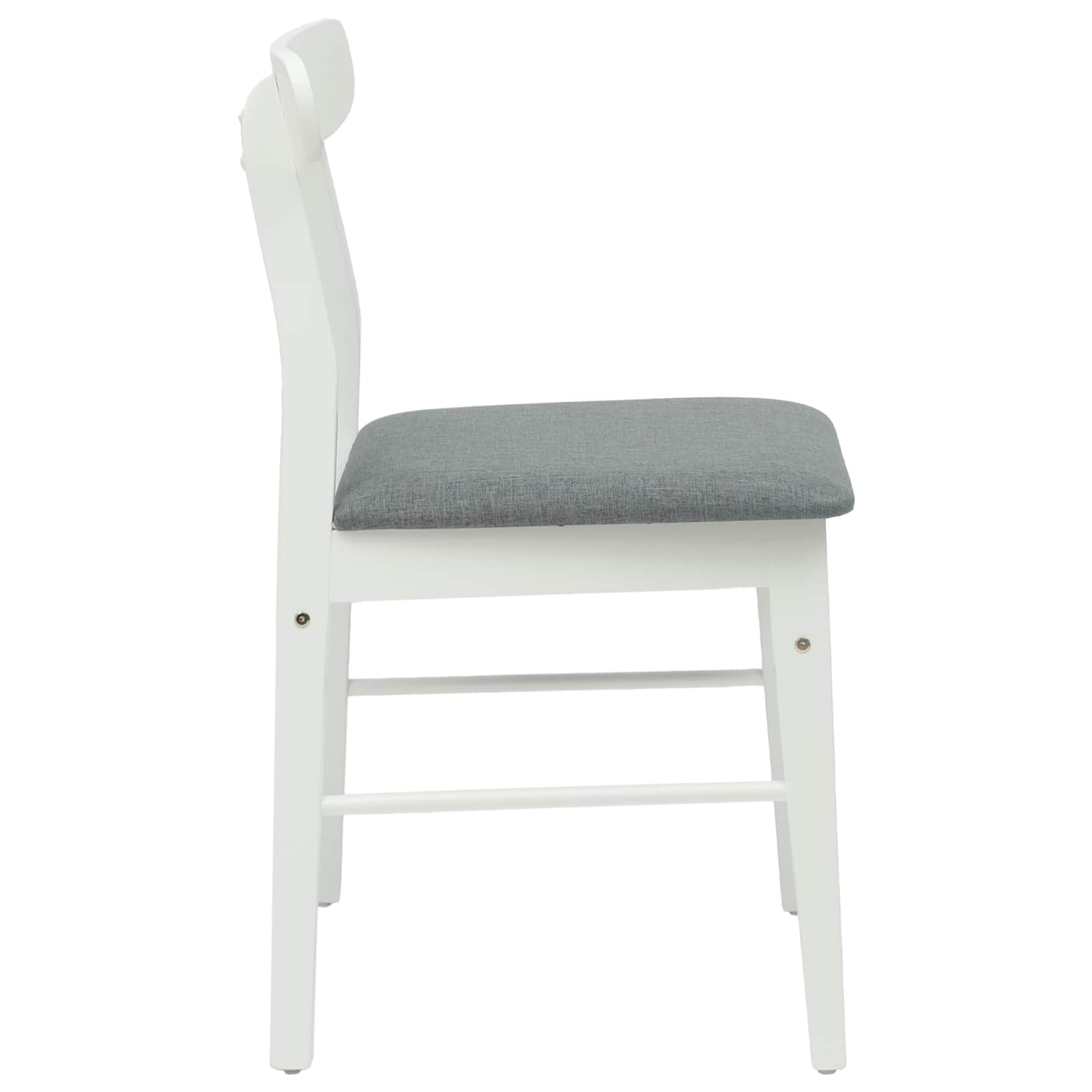 Sedia da pranzo 2 pcs Bianco e Grigio Legno di gomma solido | homemem39