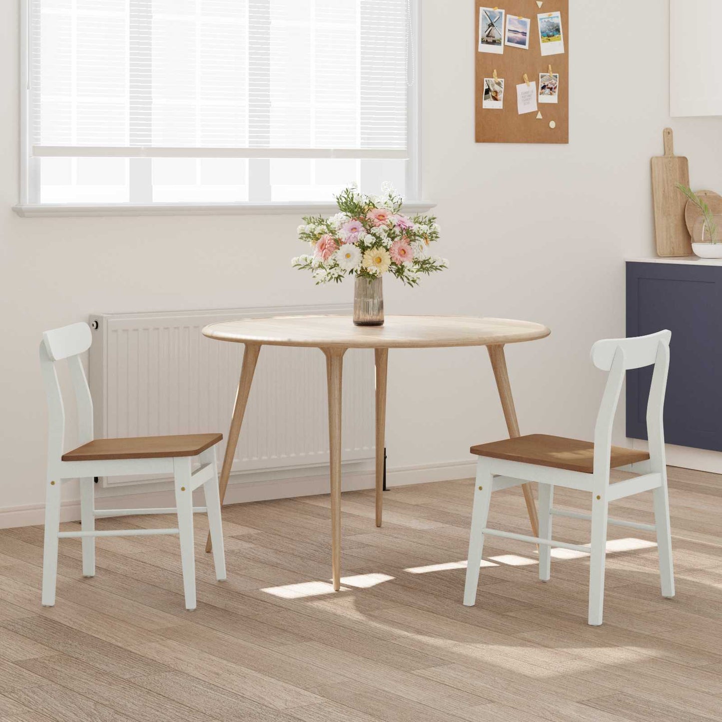 Sedia da pranzo 2 pcs Bianco e Naturale 43 x 44,5 x 77 cm | homemem39