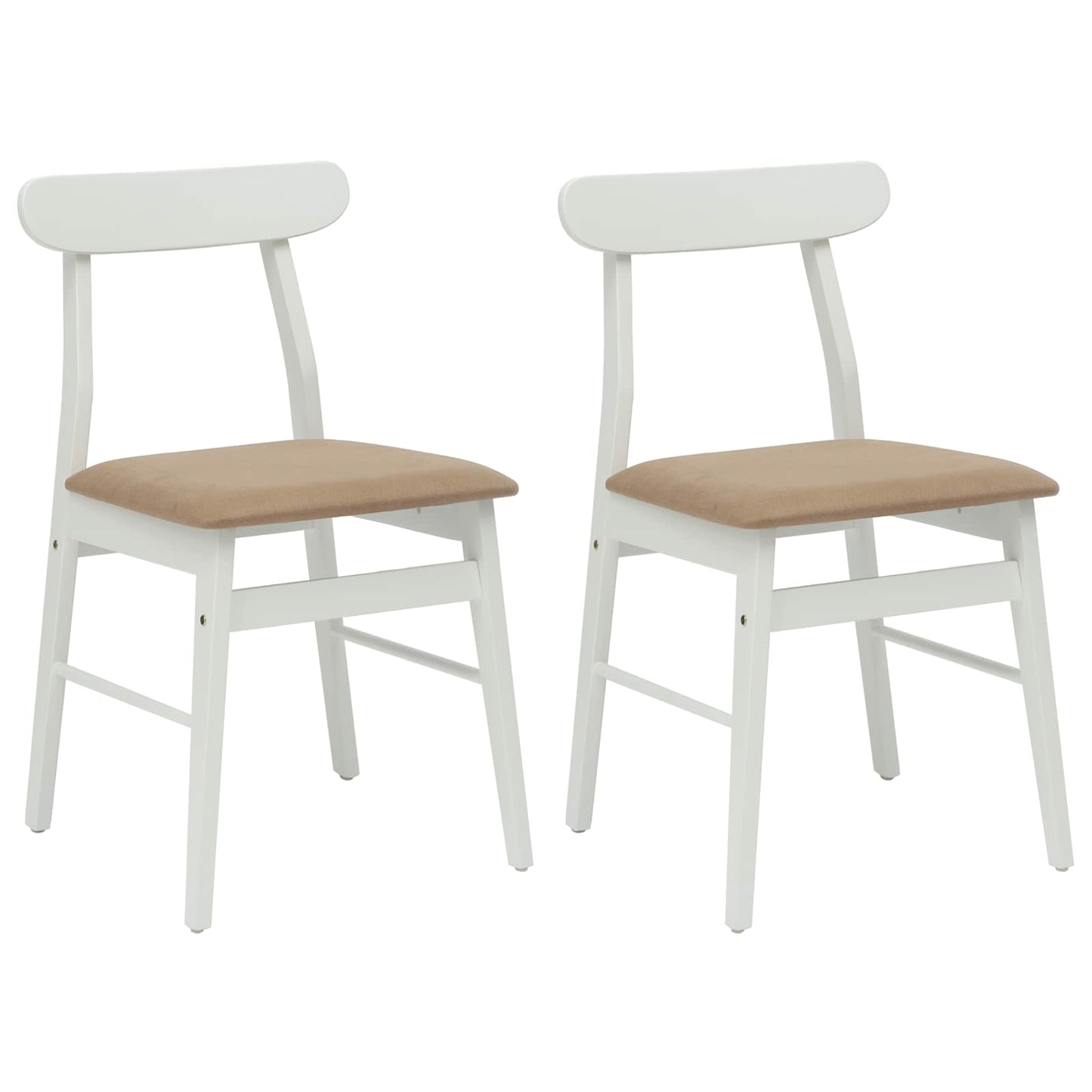 Sedia da pranzo 2 pcs Bianco e marrone Legno di gomma solido
