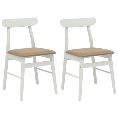 Sedia da pranzo 2 pcs Bianco e marrone Legno di gomma solido