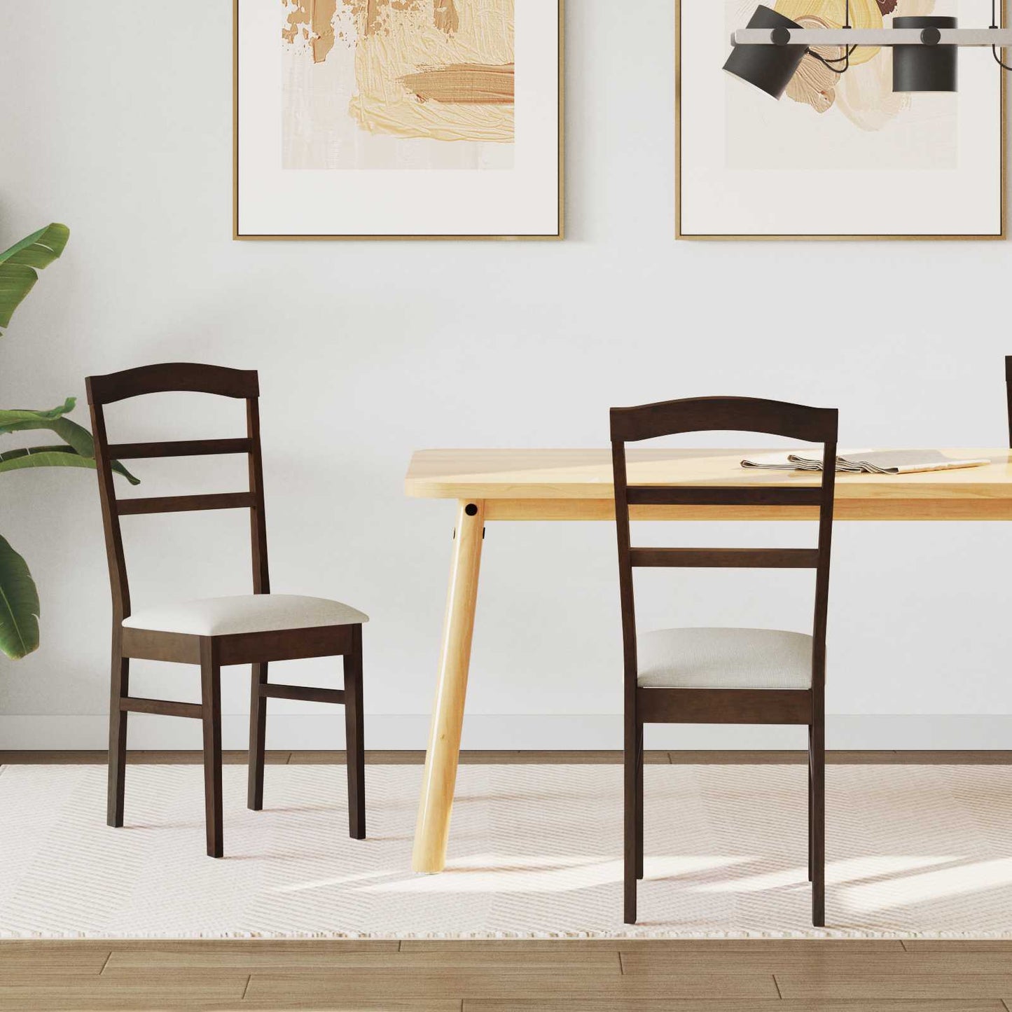 Sedia da pranzo 2 pcs Marrone chiaro e chiaro | homemem39