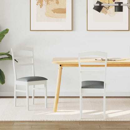 Sedia da pranzo 2 pcs Bianco e Grigio Legno di gomma solido | homemem39