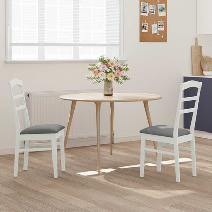 Sedia da pranzo 2 pcs Bianco e Grigio Legno di gomma solido | homemem39