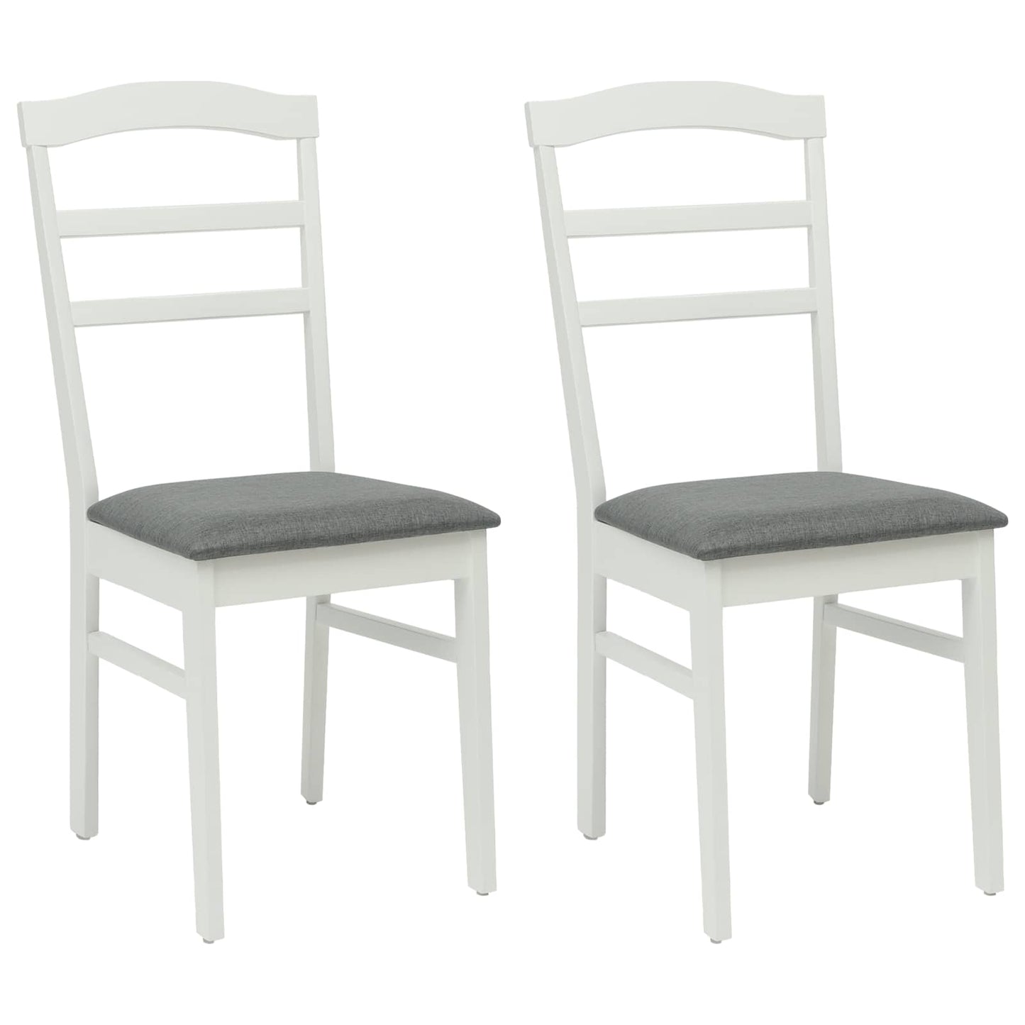 Sedia da pranzo 2 pcs Bianco e Grigio Legno di gomma solido | homemem39