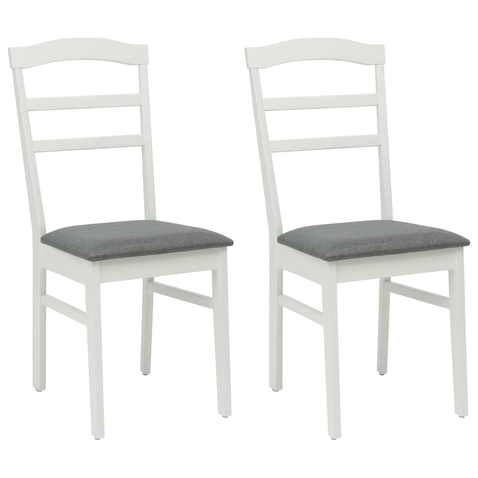 Sedia da pranzo 2 pcs Bianco e Grigio Legno di gomma solido | homemem39