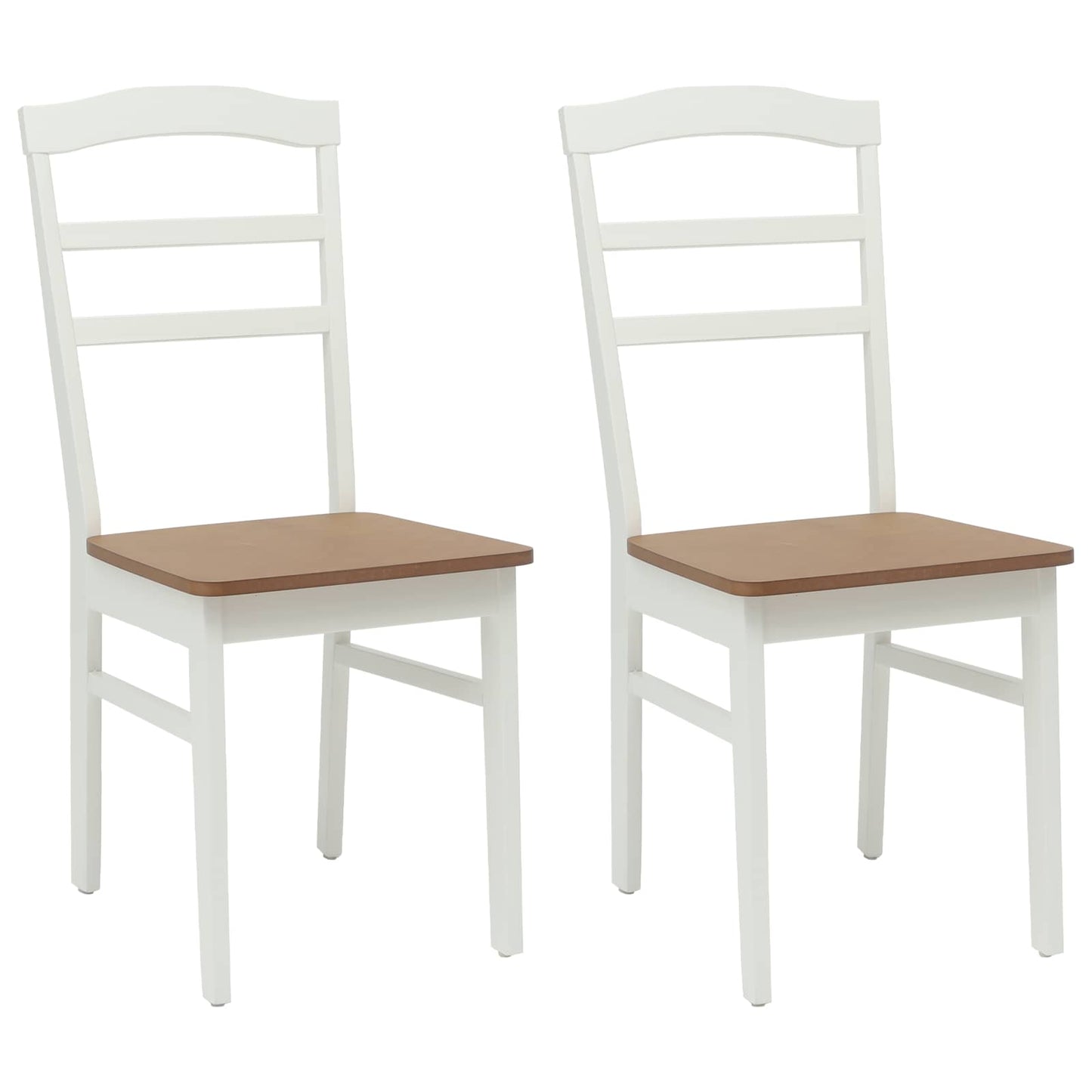 Sedia da pranzo 2 pcs Bianco e Naturale Legno di gomma solido | homemem39