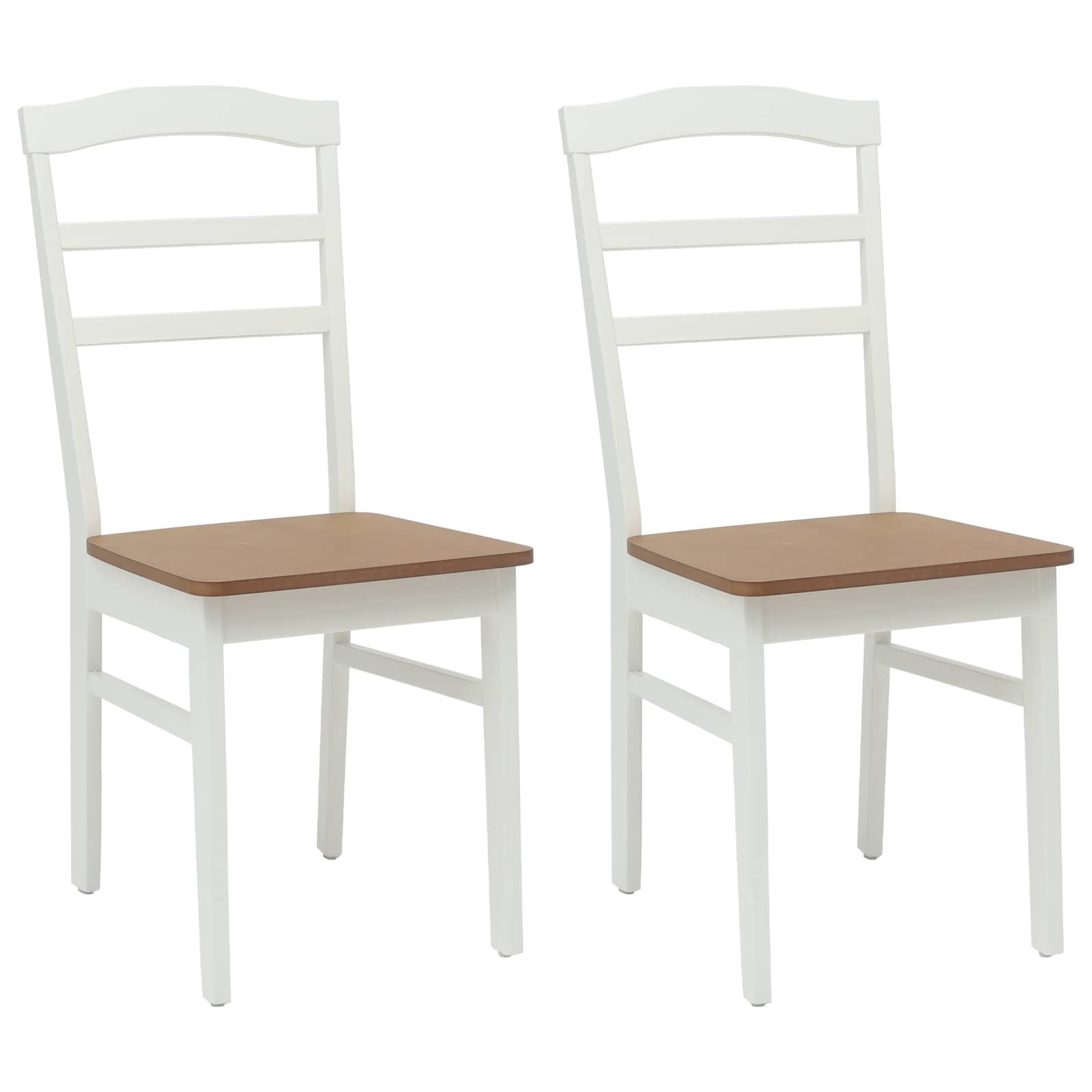 Sedia da pranzo 2 pcs Bianco e Naturale Legno di gomma solido | homemem39