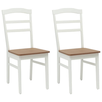 Sedia da pranzo 2 pcs Bianco e Naturale Legno di gomma solido | homemem39