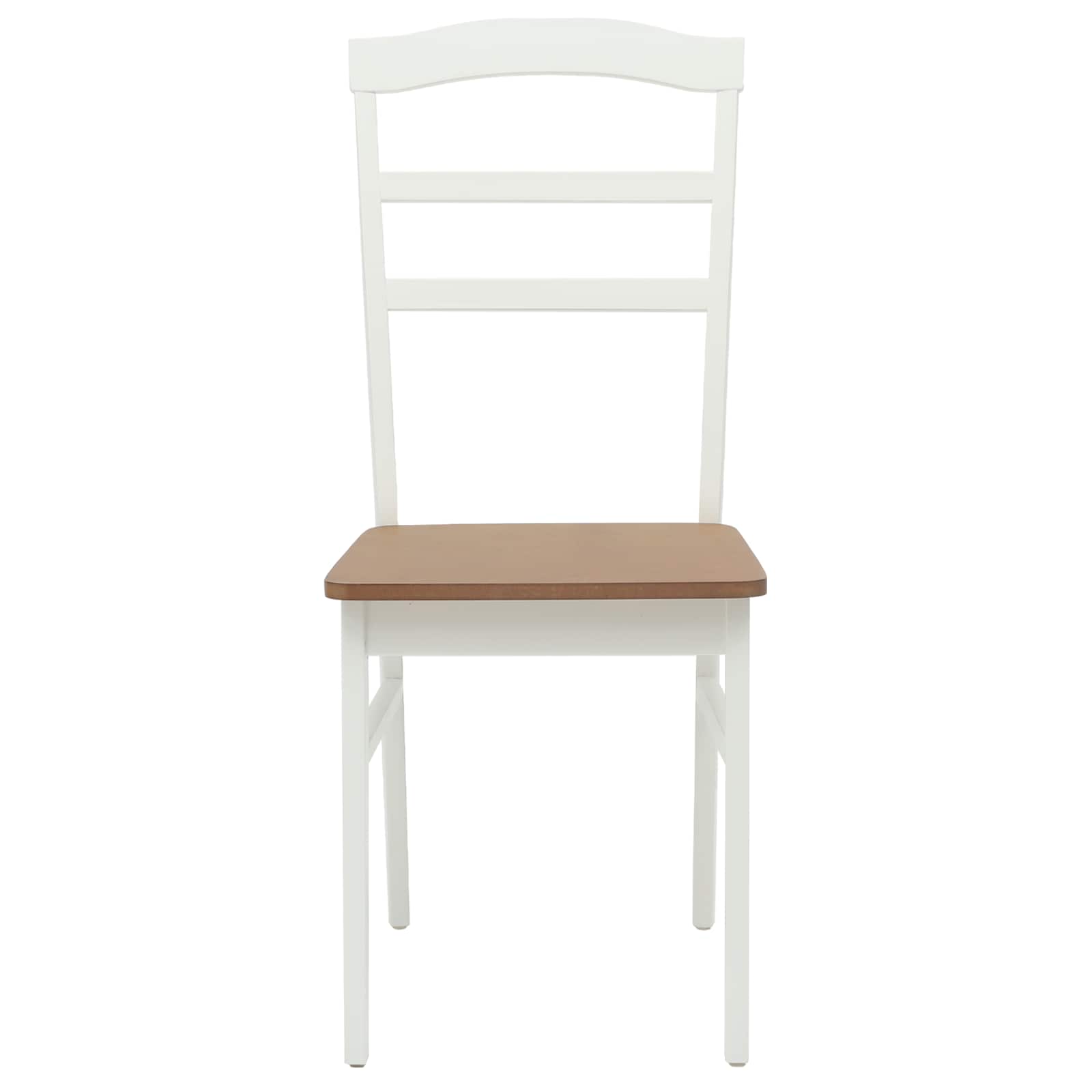 Sedia da pranzo 2 pcs Bianco e Naturale Legno di gomma solido | homemem39