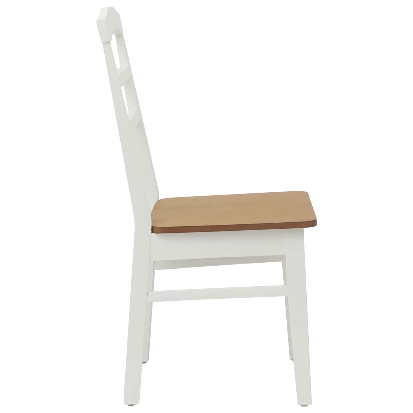 Sedia da pranzo 2 pcs Bianco e Naturale Legno di gomma solido | homemem39