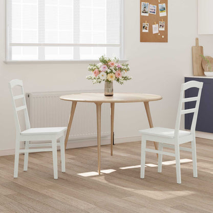 Sedia da pranzo 2 pcs Bianco Legno di gomma solido