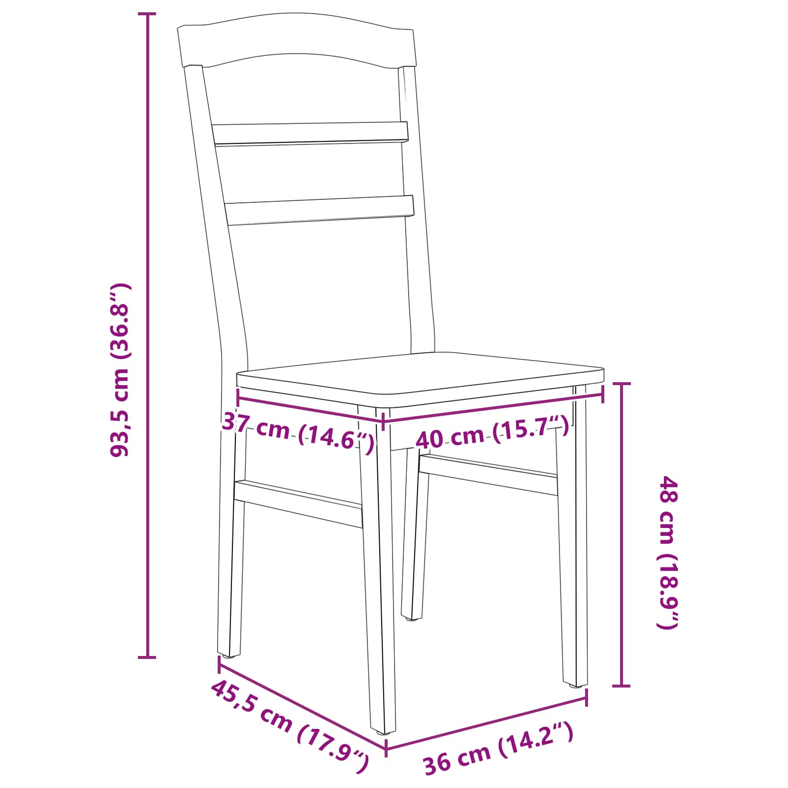 Sedia da pranzo 2 pcs Bianco Legno di gomma solido | homemem39