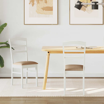 Sedia da pranzo 2 pcs Bianco e marrone Legno di gomma solido
