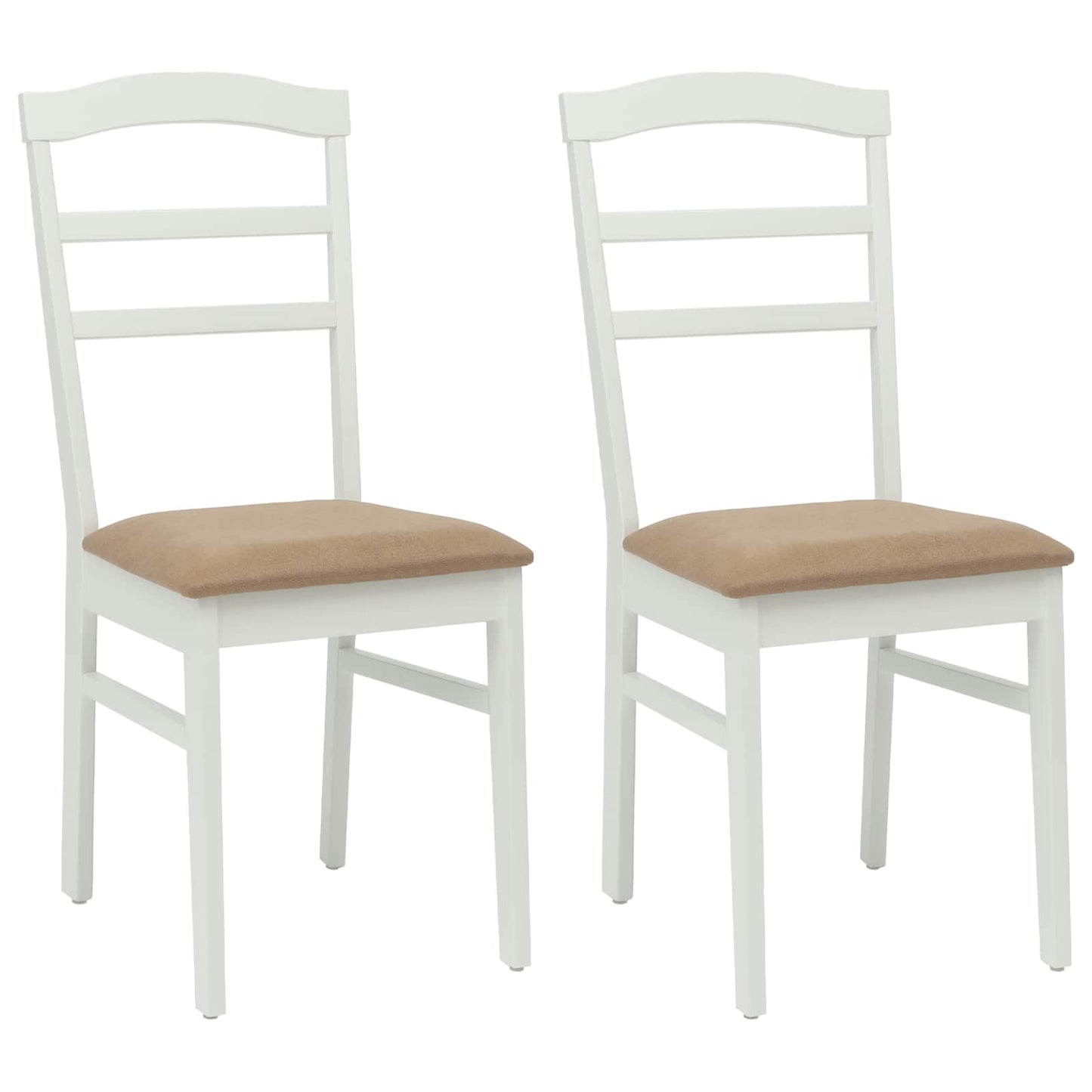 Sedia da pranzo 2 pcs Bianco e marrone Legno di gomma solido