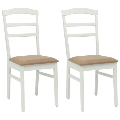 Sedia da pranzo 2 pcs Bianco e marrone Legno di gomma solido