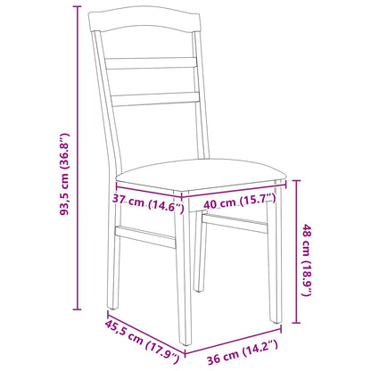 Sedia da pranzo 2 pcs Bianco e marrone Legno di gomma solido | homemem39