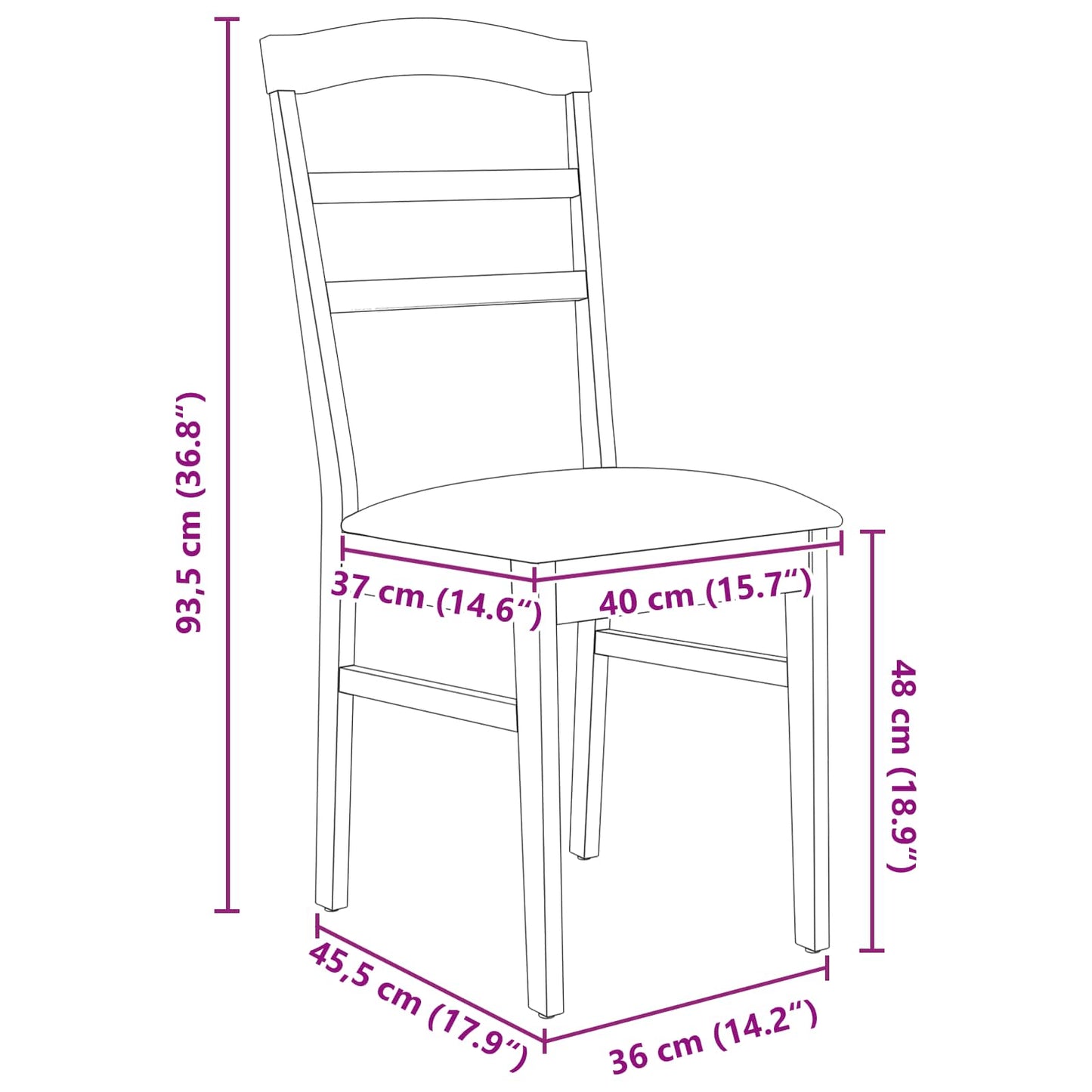 Sedia da pranzo 2 pcs Bianco e marrone Legno di gomma solido