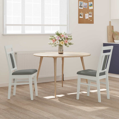 Sedia da pranzo 2 pcs Bianco e Grigio Legno di gomma solido